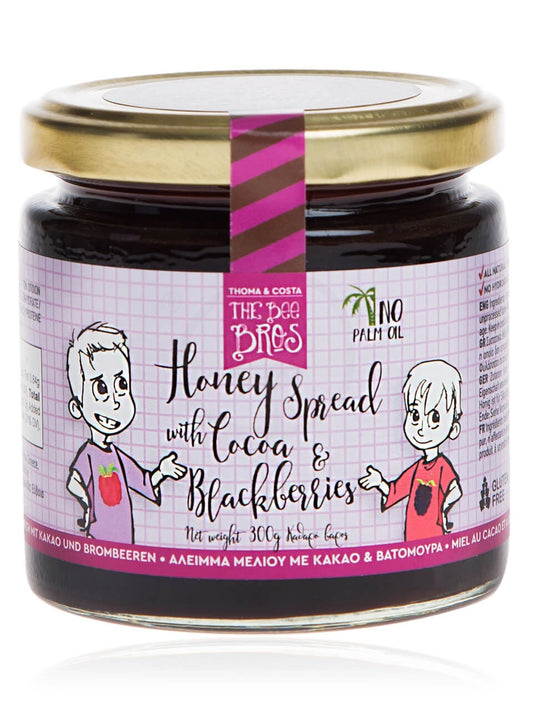 Άλειμμα μελιού με κακάο & blackberries χωρίς γλουτένη & ζάχαρη, Εύβοιας «The Bee Bros» "Stayia Farm" 300g